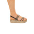 Sandali neri effetto glitterato con zeppa ricoperta 3 cm Lora Ferres, Donna, SKU w043000296, Immagine 0